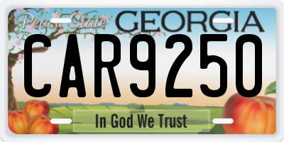 GA license plate CAR9250