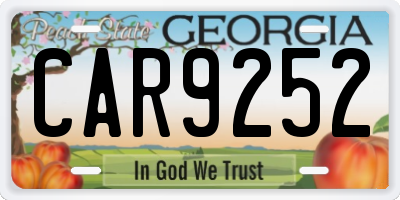 GA license plate CAR9252