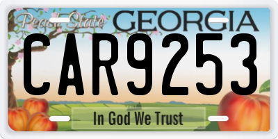 GA license plate CAR9253