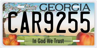 GA license plate CAR9255