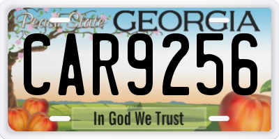 GA license plate CAR9256