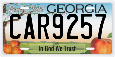 GA license plate CAR9257