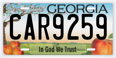 GA license plate CAR9259