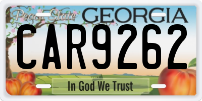 GA license plate CAR9262