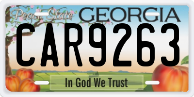 GA license plate CAR9263