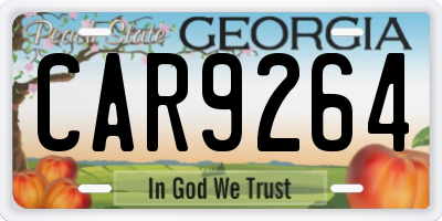 GA license plate CAR9264