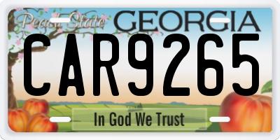 GA license plate CAR9265