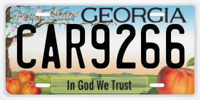 GA license plate CAR9266