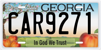 GA license plate CAR9271