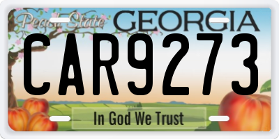 GA license plate CAR9273