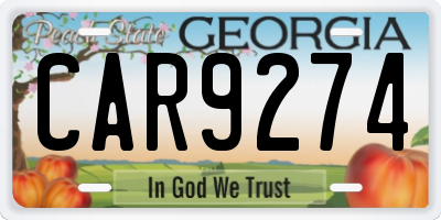 GA license plate CAR9274