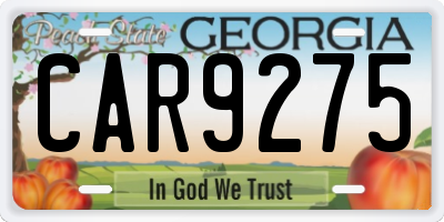 GA license plate CAR9275