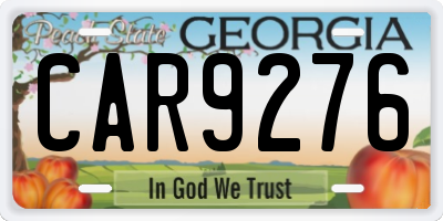 GA license plate CAR9276