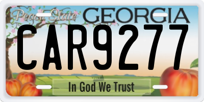 GA license plate CAR9277