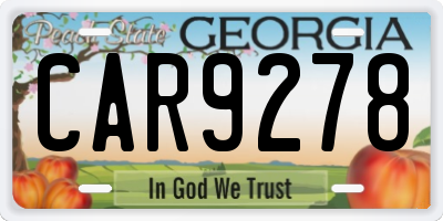 GA license plate CAR9278