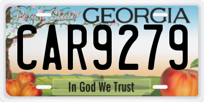 GA license plate CAR9279