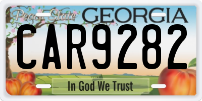 GA license plate CAR9282