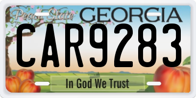 GA license plate CAR9283