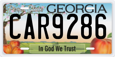 GA license plate CAR9286