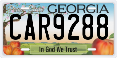 GA license plate CAR9288