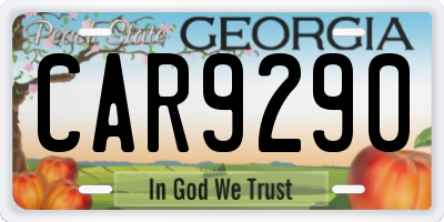 GA license plate CAR9290