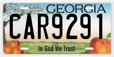 GA license plate CAR9291