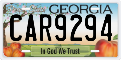 GA license plate CAR9294