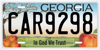 GA license plate CAR9298
