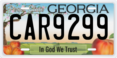 GA license plate CAR9299