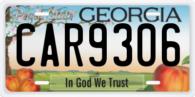 GA license plate CAR9306