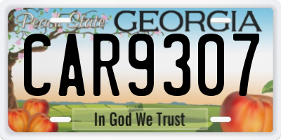 GA license plate CAR9307