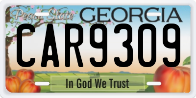 GA license plate CAR9309