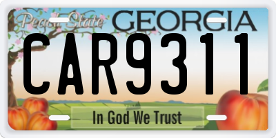 GA license plate CAR9311
