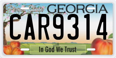 GA license plate CAR9314