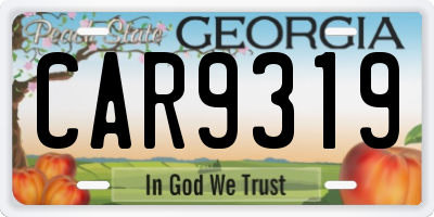 GA license plate CAR9319