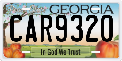 GA license plate CAR9320