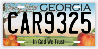 GA license plate CAR9325