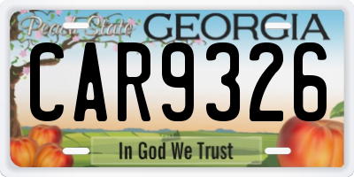 GA license plate CAR9326