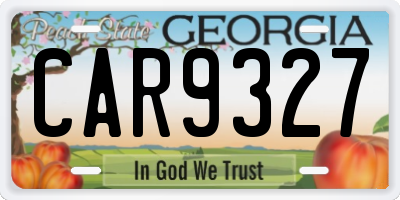 GA license plate CAR9327