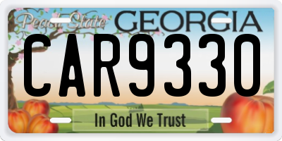 GA license plate CAR9330