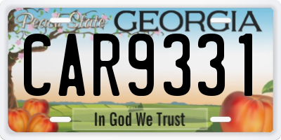 GA license plate CAR9331