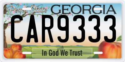 GA license plate CAR9333