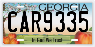 GA license plate CAR9335