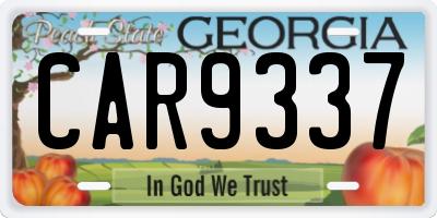 GA license plate CAR9337