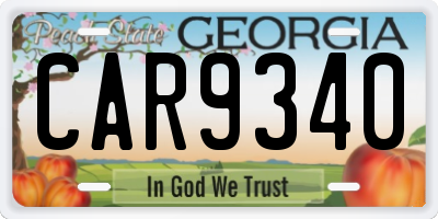 GA license plate CAR9340
