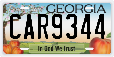 GA license plate CAR9344