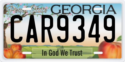 GA license plate CAR9349