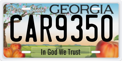 GA license plate CAR9350
