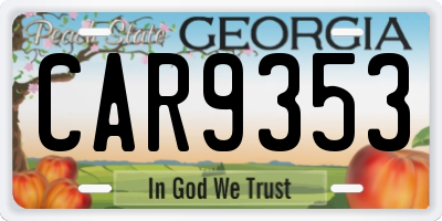 GA license plate CAR9353