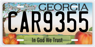 GA license plate CAR9355